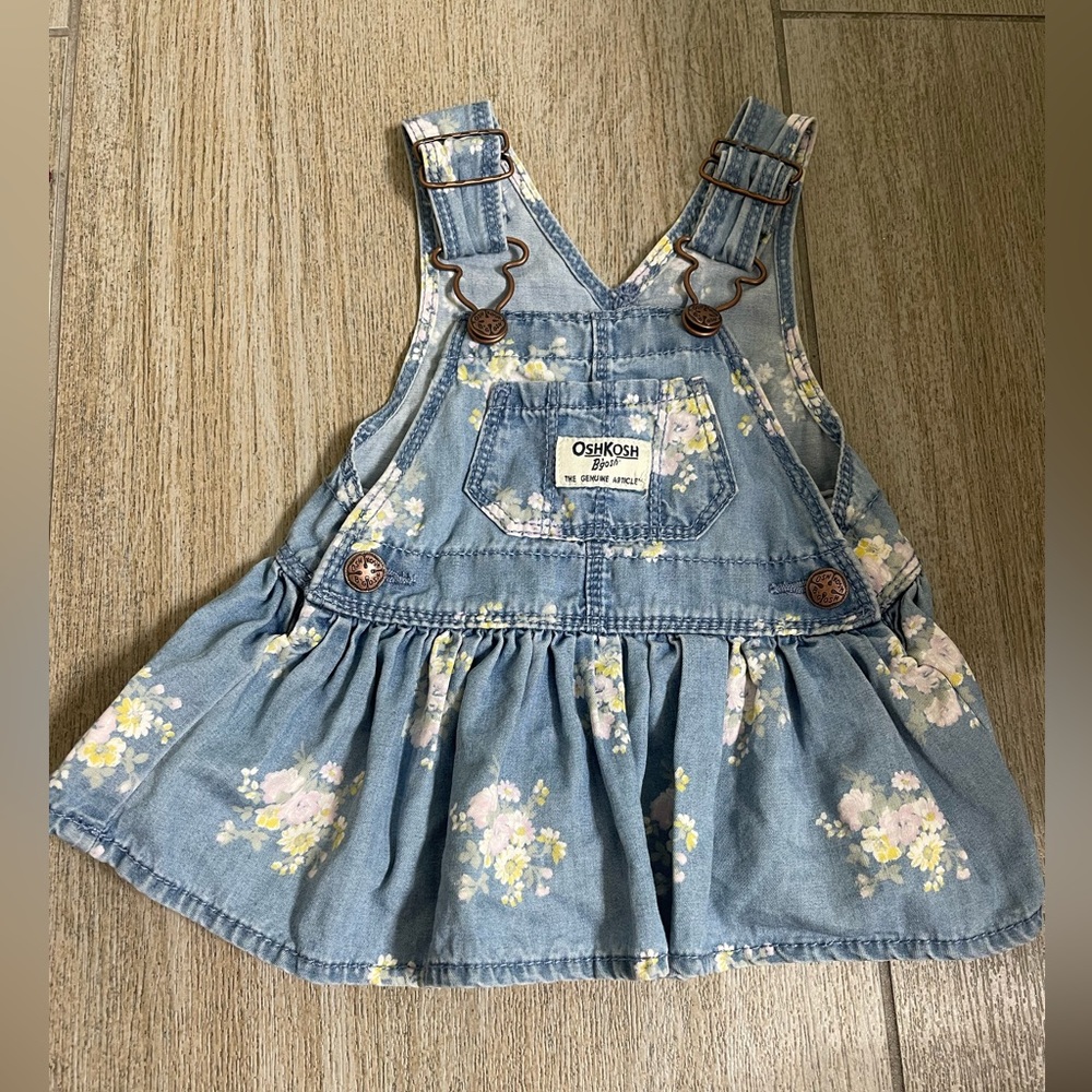 Oshkosh floral denim overall dress